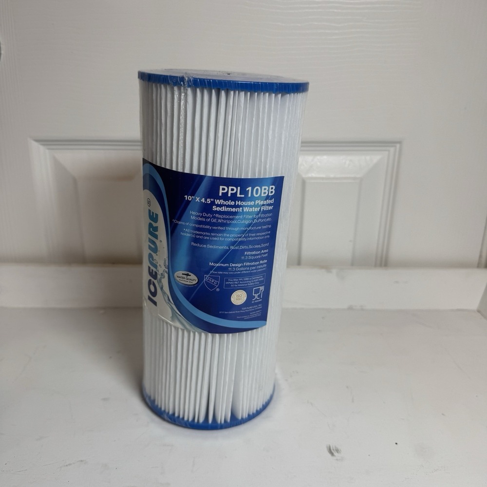PPL10BB Whole House Pleated Sediment Filter 10"x4.5" Water Replacement Cartridge